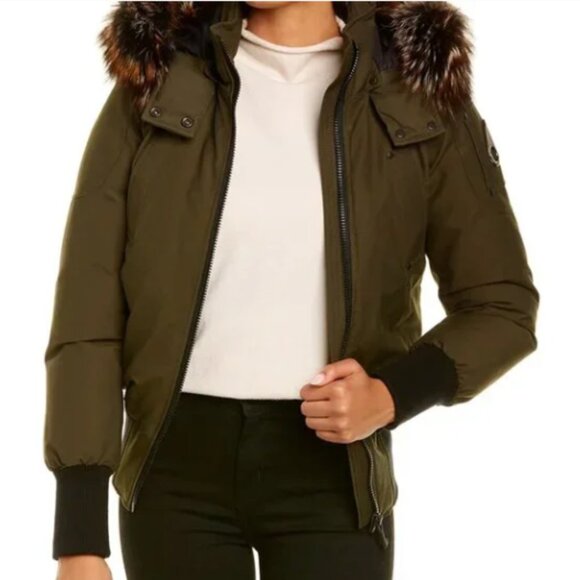 Moose Knuckles Army Green Glenbush Bomber Fur Removable Jacket